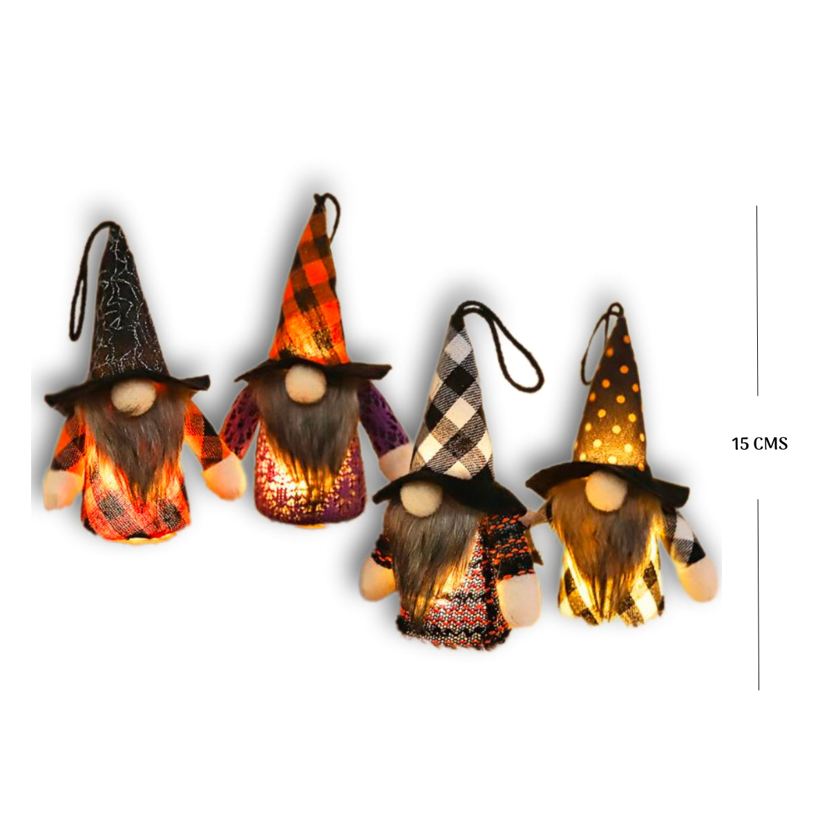 FAMILIA GNOMO HALLOWEEN CON LUZ LED