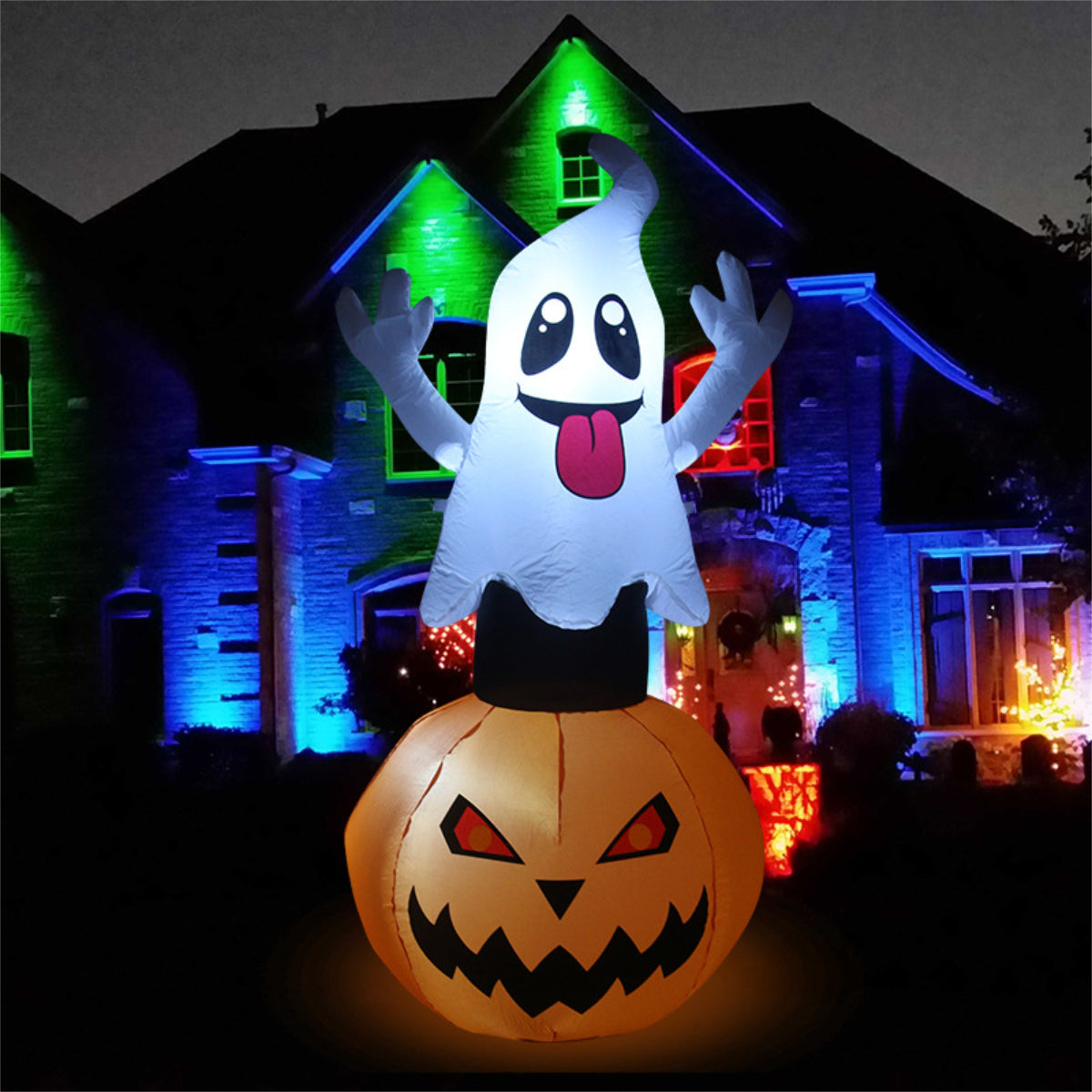 FANTASMA CON CALABAZA INFLABLE LED 1.5M