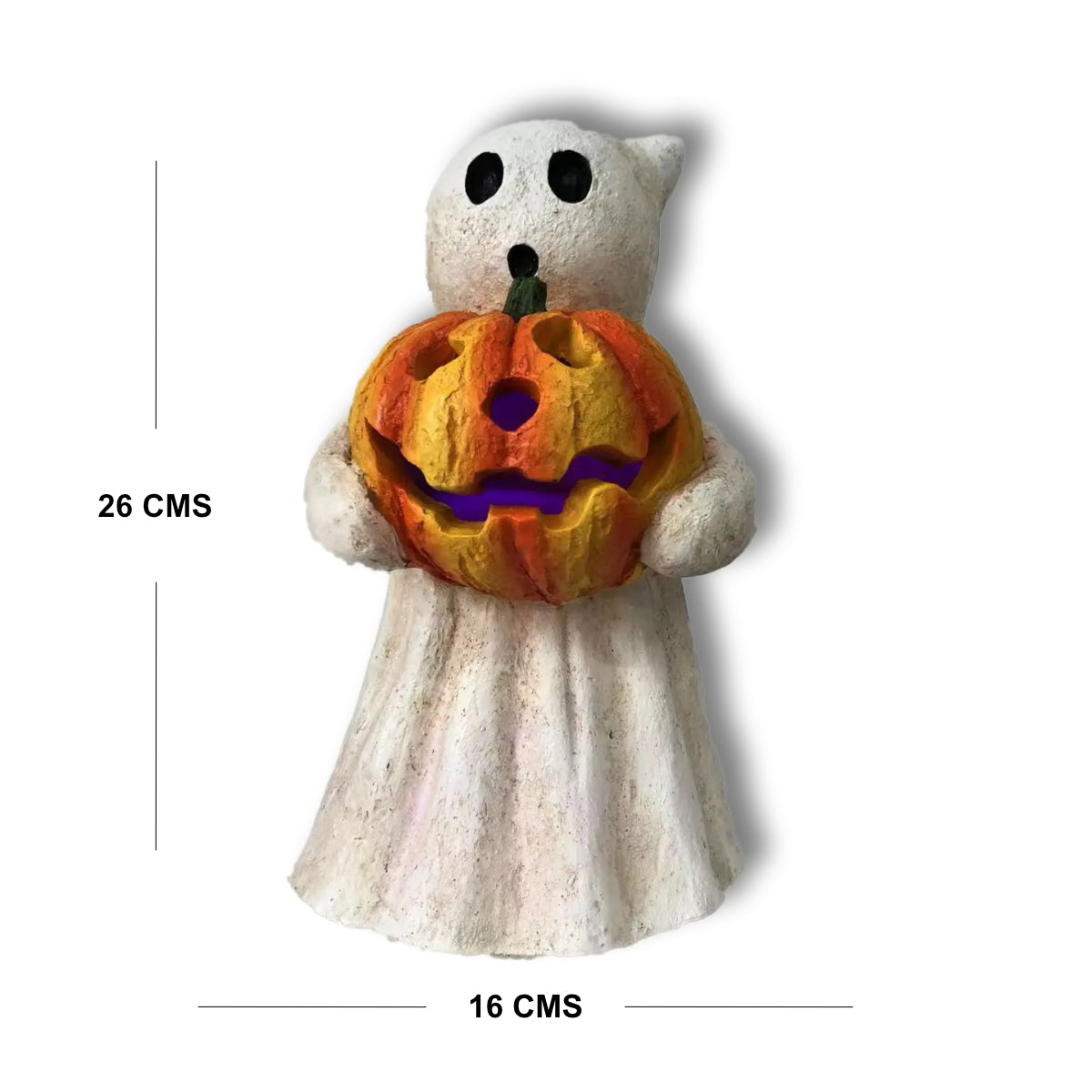 FANTASMA CON CALABAZA DE RESINA LED