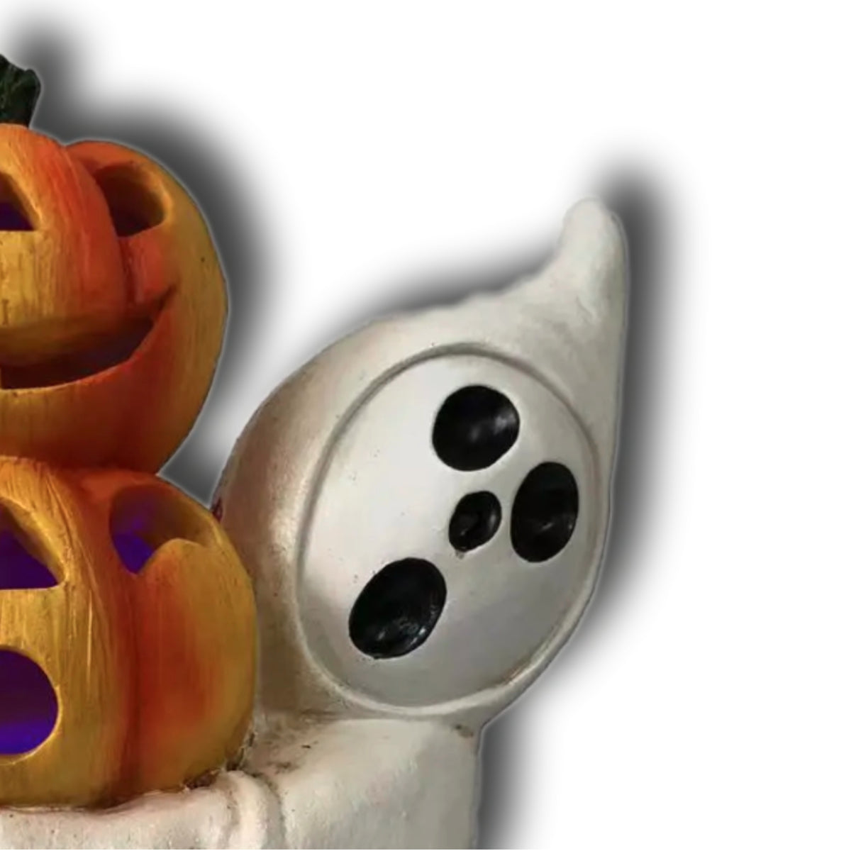 FANTASMA CON CALABAZA DOBLE DE RESINA LED