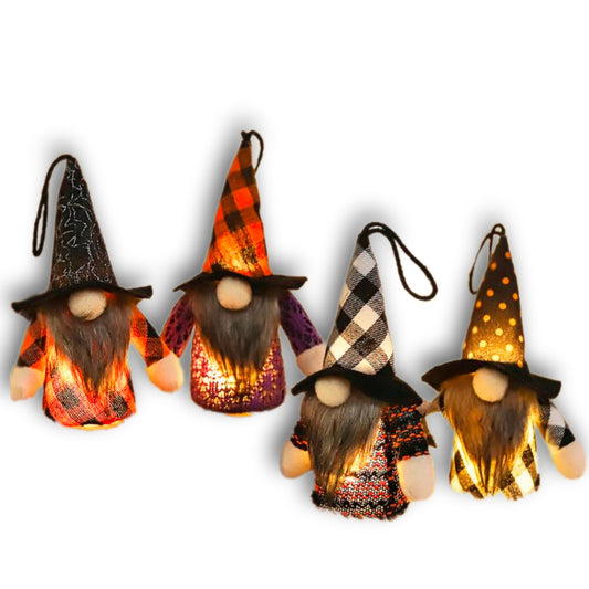 FAMILIA GNOMO HALLOWEEN CON LUZ LED