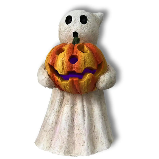 FANTASMA CON CALABAZA DE RESINA LED