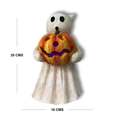 FANTASMA CON CALABAZA DE RESINA LED